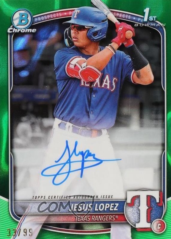 Jesus Lopez 2025 Bowman #CPA-JLO Chrome Prospect Auto - Green Lava Refractor /99 (1st) RAW