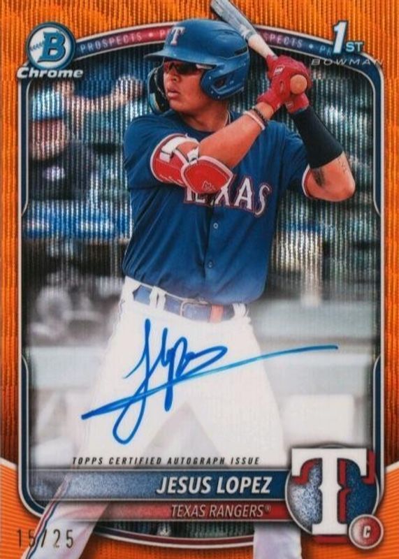 Jesus Lopez 2025 Bowman #CPA-JLO Chrome Prospect Auto - Orange Wave Refractor /25 (1st) RAW