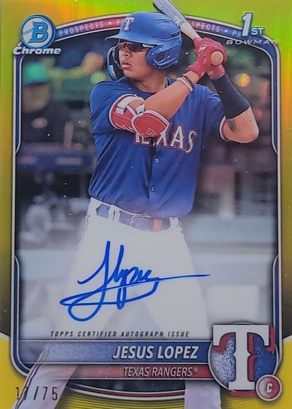 Jesus Lopez 2025 Bowman #CPA-JLO Chrome Prospect Auto - Yellow Refractor /75 (1st) RAW