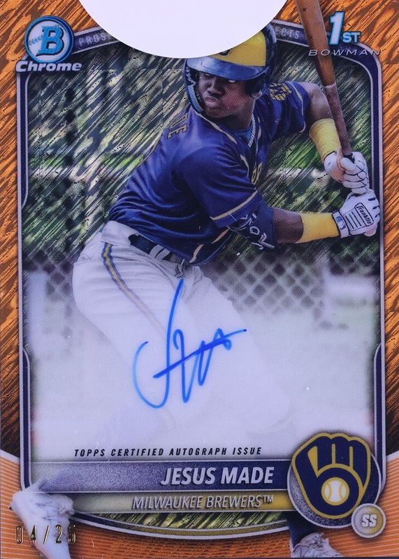 Jesus Made 2025 Bowman #CPA-JM Chrome Prospect Auto - Orange Shimmer Refractor /25 (1st) RAW