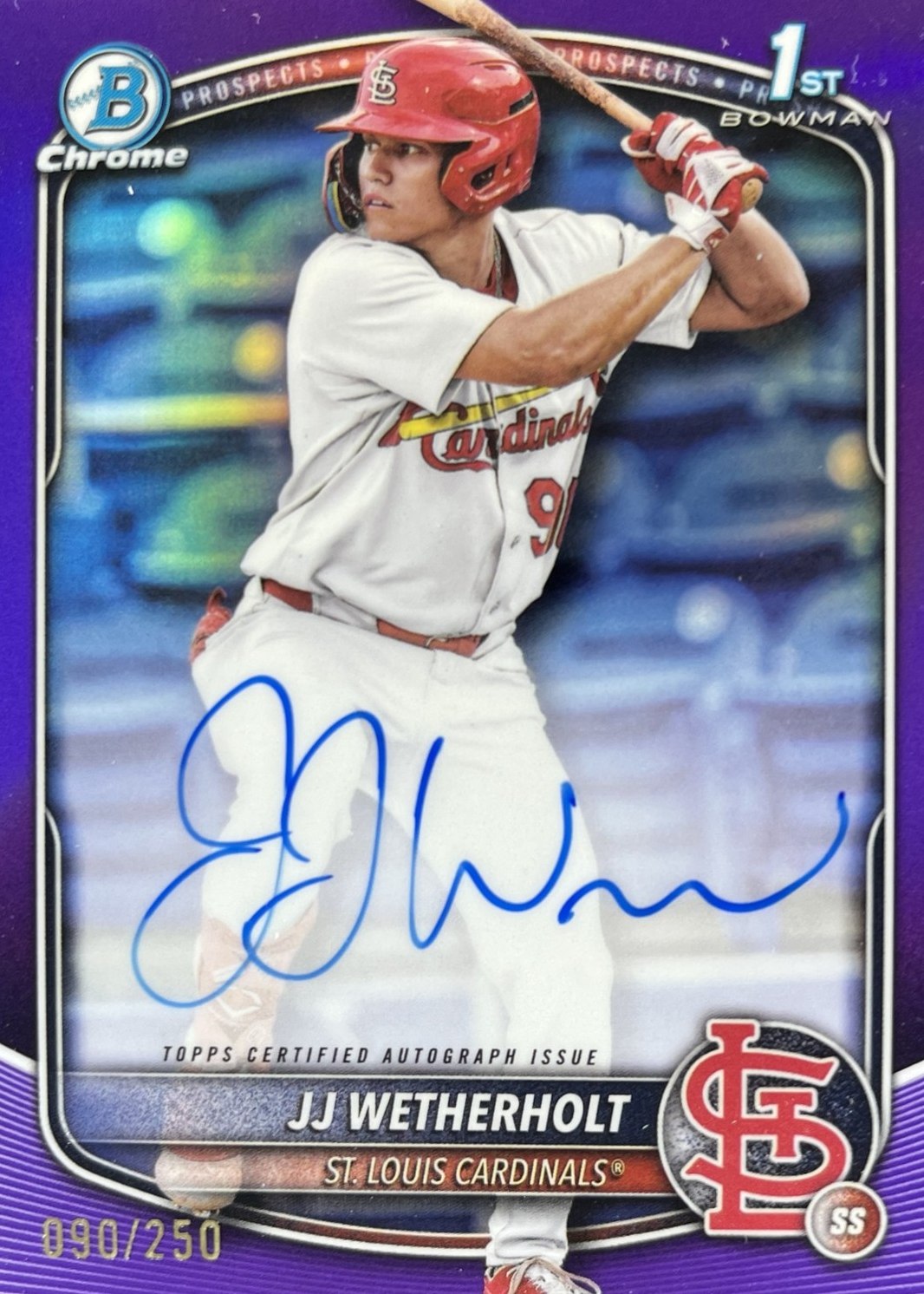 JJ Wetherholt 2025 Bowman #CPA-JW Chrome Prospect Auto - Purple