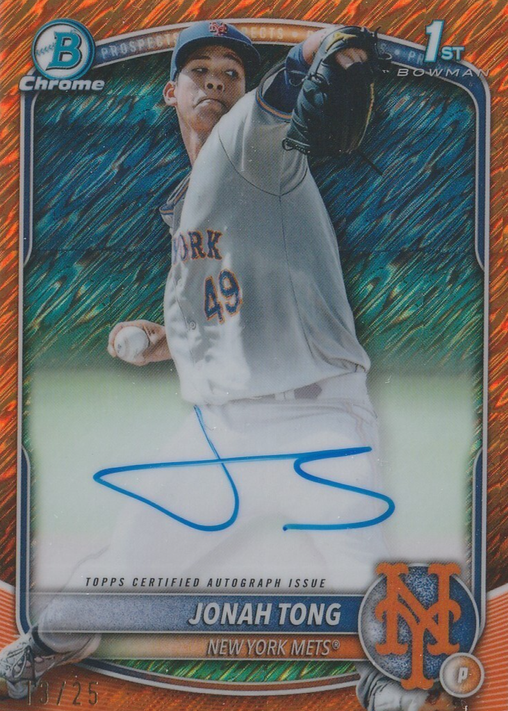 Jonah Tong 2025 Bowman #CPA-JTO Chrome Prospect Auto