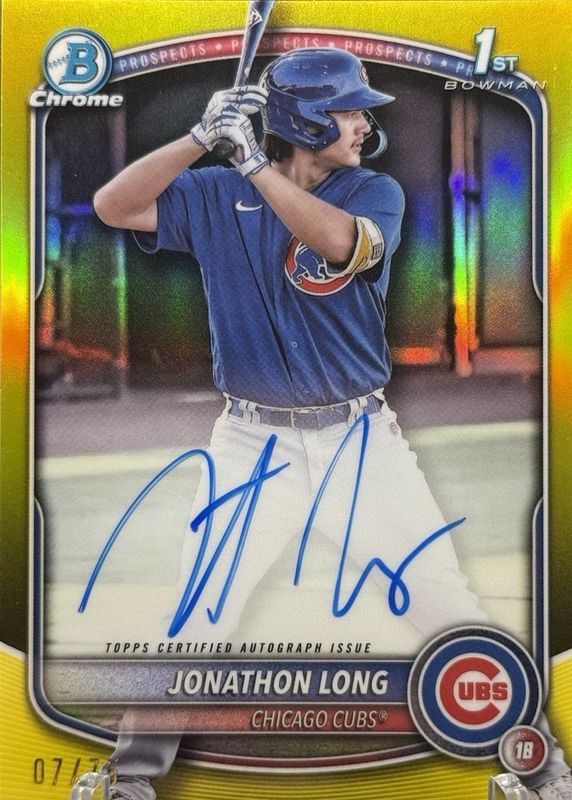 2025 Bowman #CPA-JLG Chrome Prospect Auto - Yellow Refractor /75 (1st)