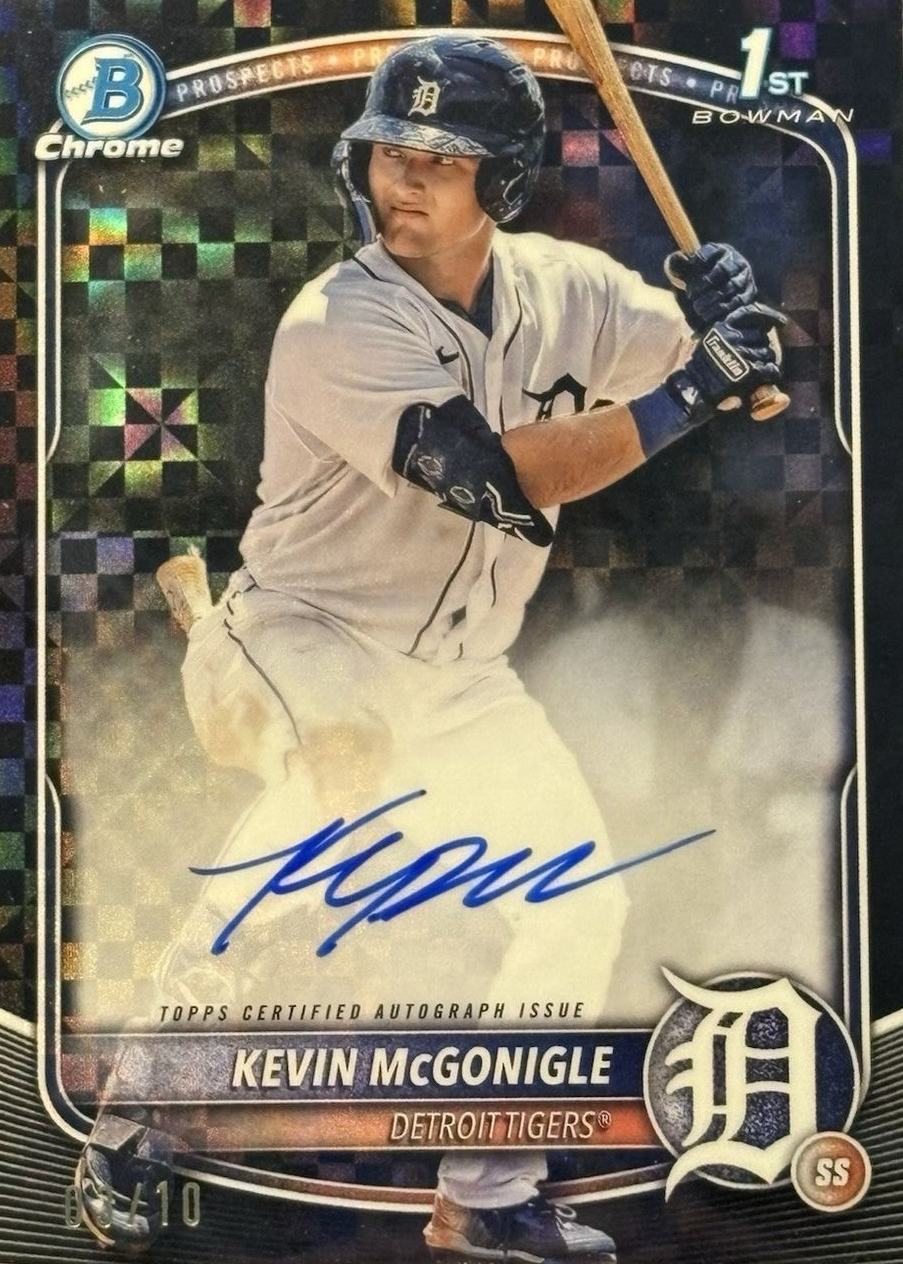 Kevin McGonigle 2025 Bowman #CPA-KM Chrome Prospect Auto - Black X 