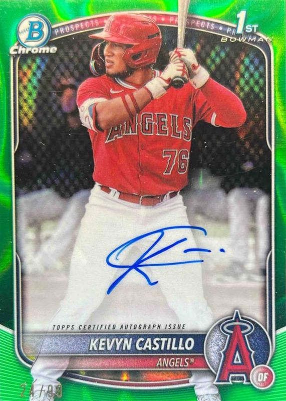 Kevyn Castillo 2025 Bowman #CPA-KC Chrome Prospect Auto - Green Lava Refractor /99 (1st) RAW