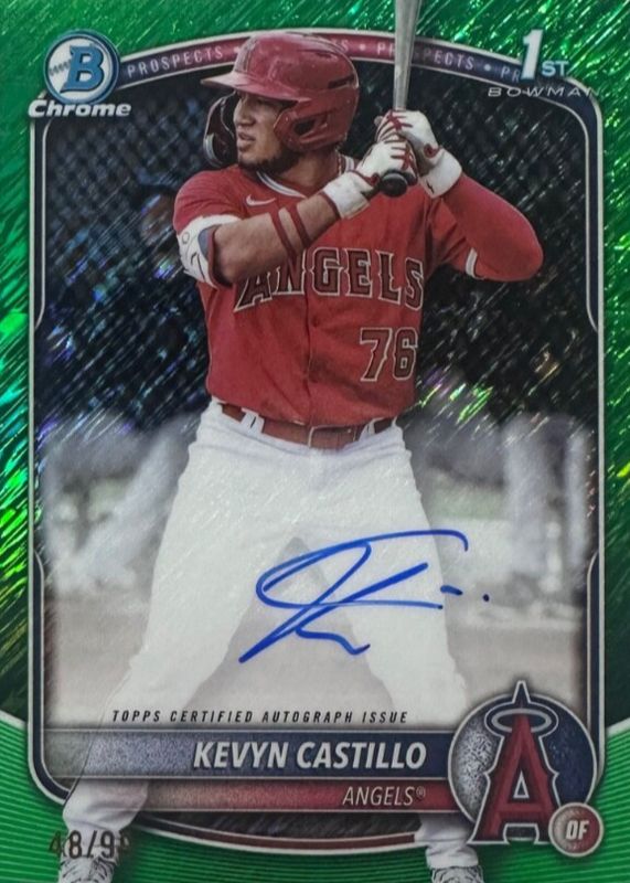 Kevyn Castillo 2025 Bowman #CPA-KC Chrome Prospect Auto - Green Shimmer Refractor /99 (1st) RAW