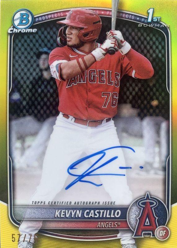 Kevyn Castillo 2025 Bowman #CPA-KC Chrome Prospect Auto - Yellow Refractor /75 (1st) RAW