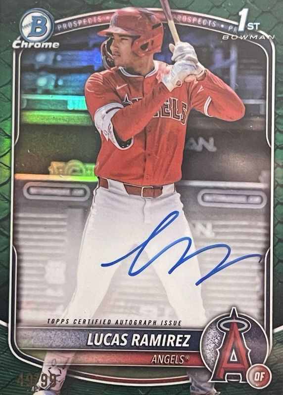 2025 Bowman #CPA-LR Chrome Prospect Auto - Reptilian Green Refractor /99 (1st)