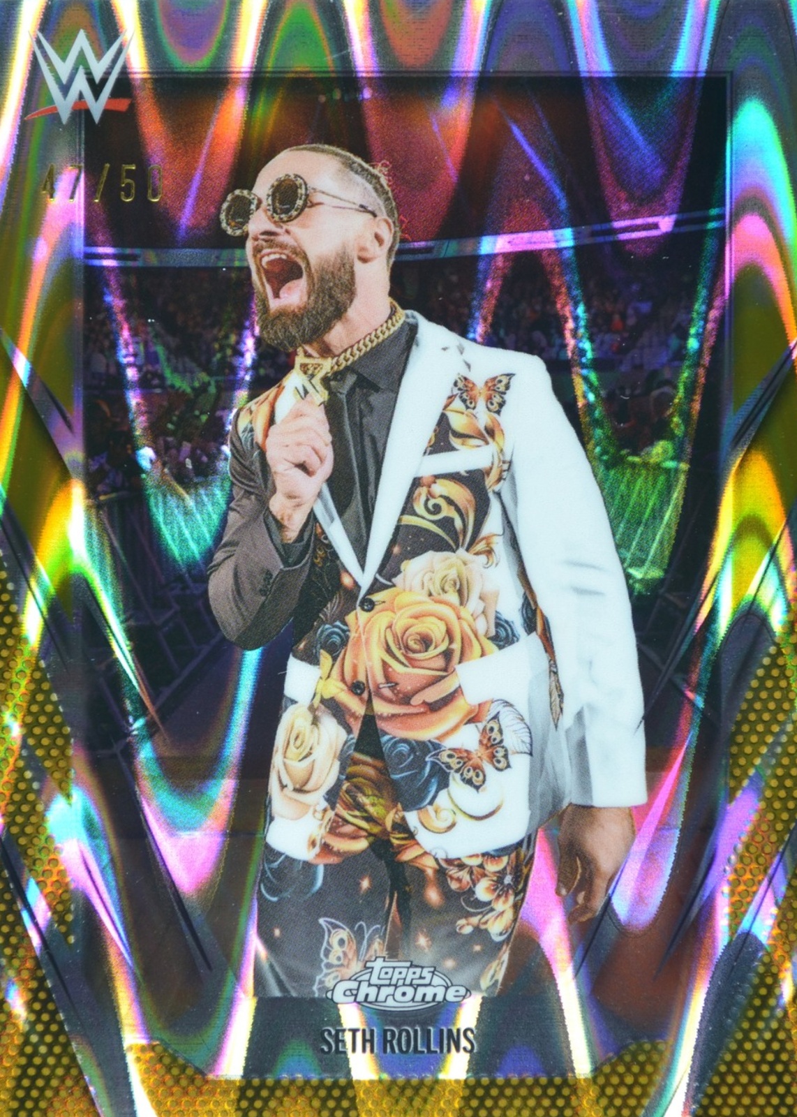 Seth Rollins 2026 Topps Chrome WWE #40 Gold RayWave Refractor /50 Price ...