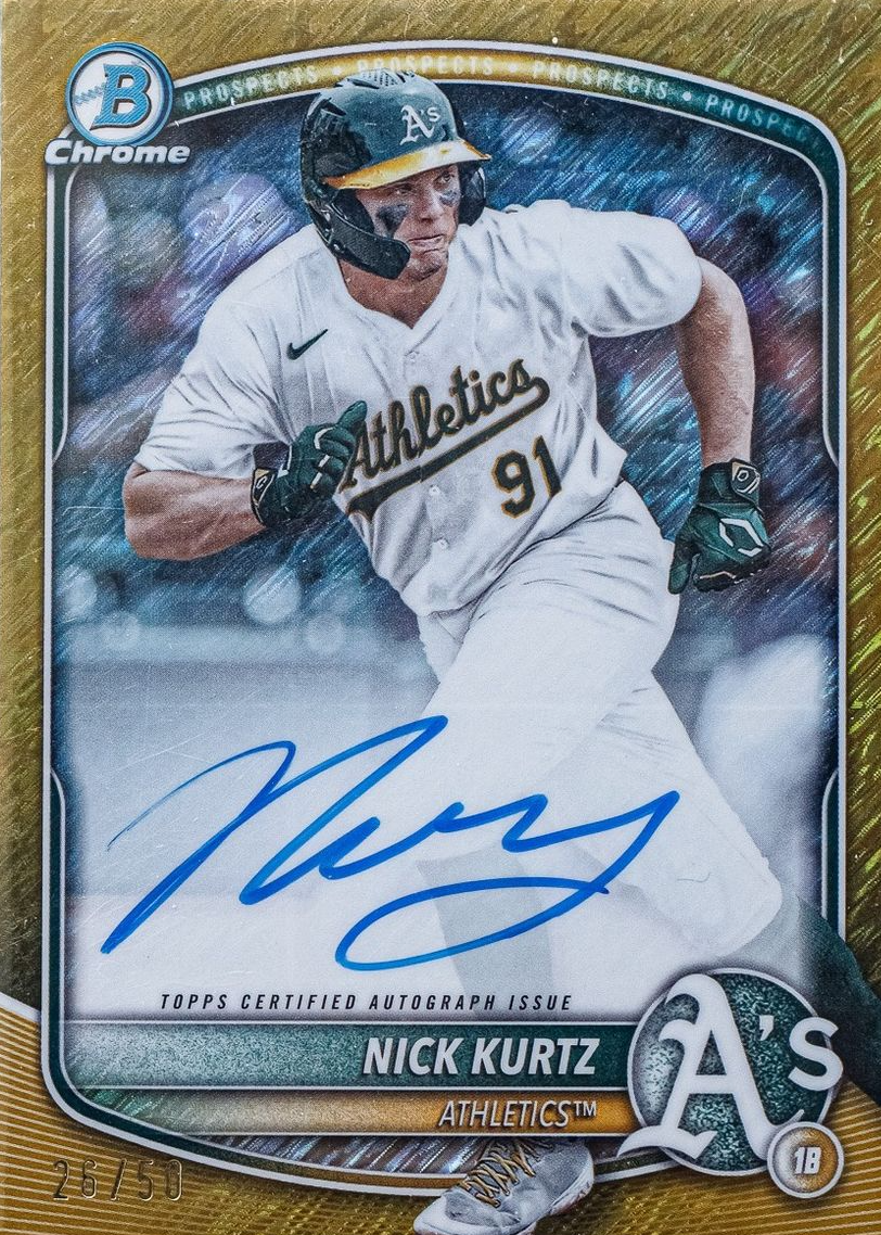 Nick Kurtz 2025 Bowman #CPA-NK Chrome Prospect Auto - Gold Shimmer
