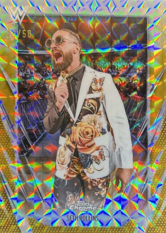 Seth Rollins 2026 Topps Chrome WWE #40 Gold Geometric Refractor /50 ...