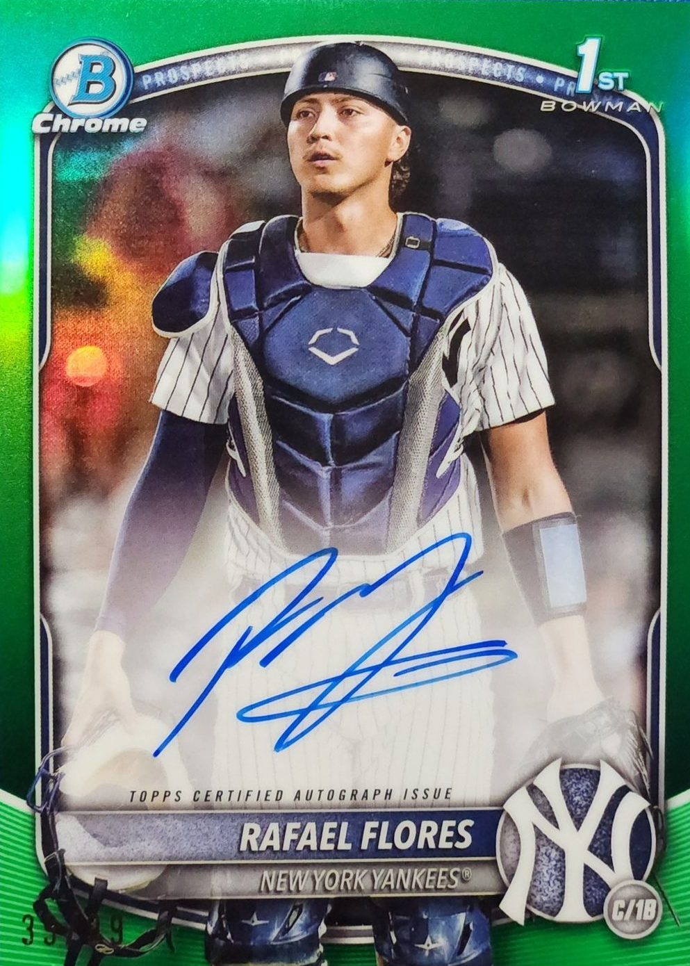 Rafael Flores 2025 Bowman #CPA-RF Chrome Prospect Auto - Green