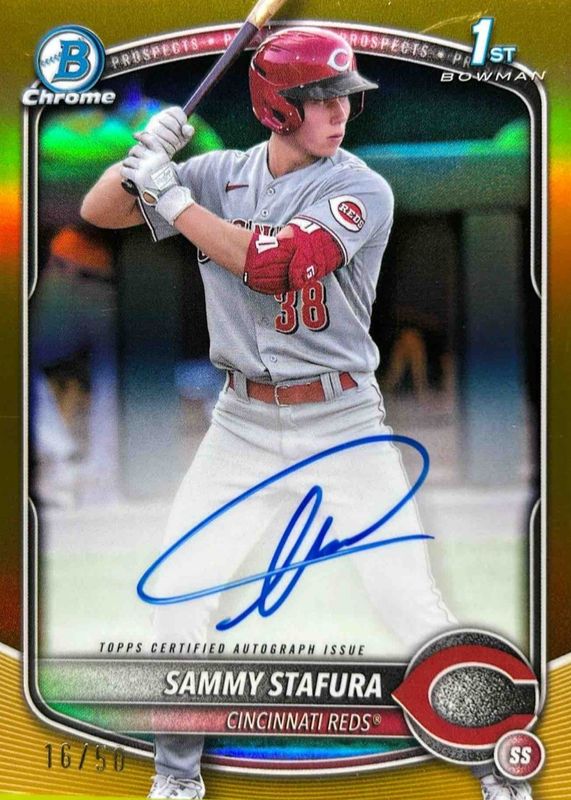 Sammy Stafura 2025 Bowman #CPA-SS Chrome Prospect Auto - Gold Refractor /50 (1st) RAW