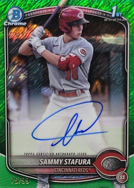 2025 Bowman #CPA-SS Chrome Prospect Auto - Green Shimmer Refractor /99 (1st)