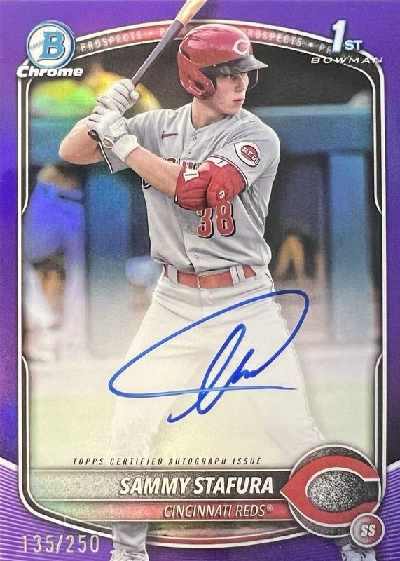Sammy Stafura 2025 Bowman #CPA-SS Chrome Prospect Auto - Purple Refractor /250 (1st) RAW