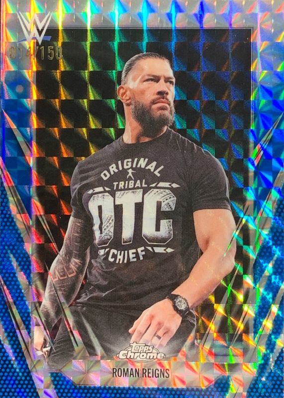 2026 Topps Chrome WWE #18 Blue Geometric Refractor /150