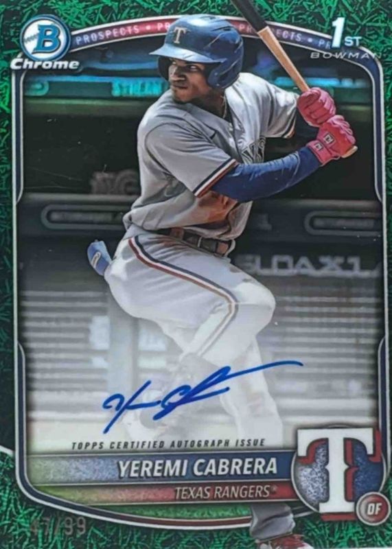 2025 Bowman #CPA-YC Chrome Prospect Auto - Green Grass Refractor /99 (1st)