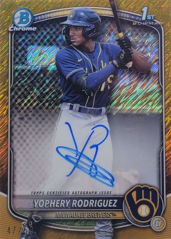 2025 Bowman #CPA-YR Chrome Prospect Auto - Gold Shimmer Refractor /50 (1st)