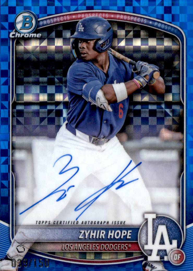 Zyhir Hope 2025 Bowman #CPA-ZH Chrome Prospect Auto - Blue X