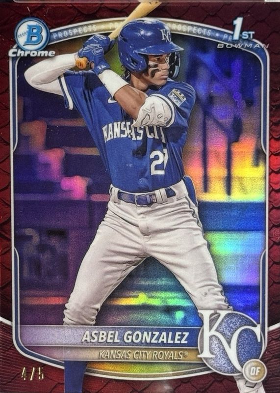 2025 Bowman #BCP-4 Chrome Prospects - Reptilian Red Refractor /5 (1st)