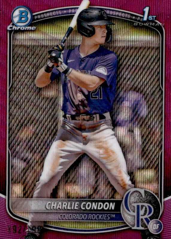 Charlie Condon 2025 Bowman #BCP-75 Chrome Prospects - Fuchsia Wave Refractor /199 (1st) RAW