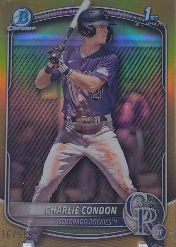 Charlie Condon 2025 Bowman #BCP-75 Chrome Prospects - Gold Refractor /50 (1st) RAW