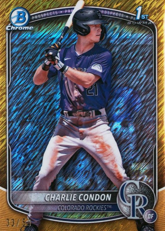 Charlie Condon 2025 Bowman #BCP-75 Chrome Prospects - Gold Shimmer Refractor /50 (1st) RAW