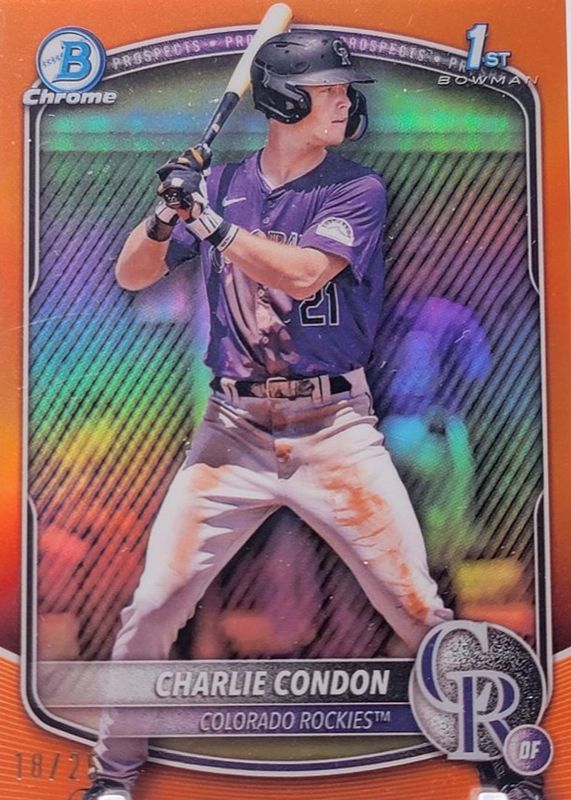 Charlie Condon 2025 Bowman #BCP-75 Chrome Prospects - Orange Refractor /25 (1st) RAW