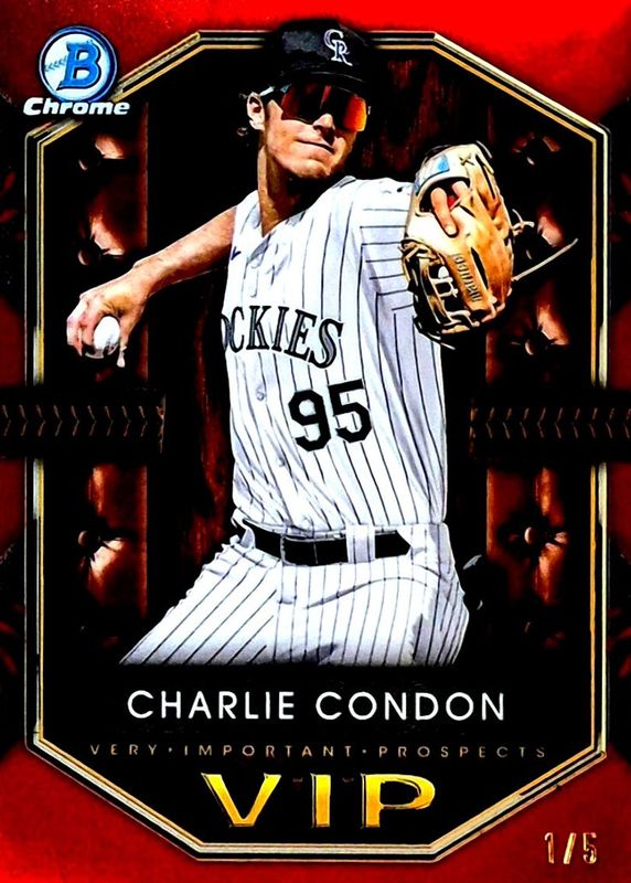 Charlie Condon 2025 Bowman #BCP-75 Chrome Prospects - Red Refractor /5 (1st) RAW