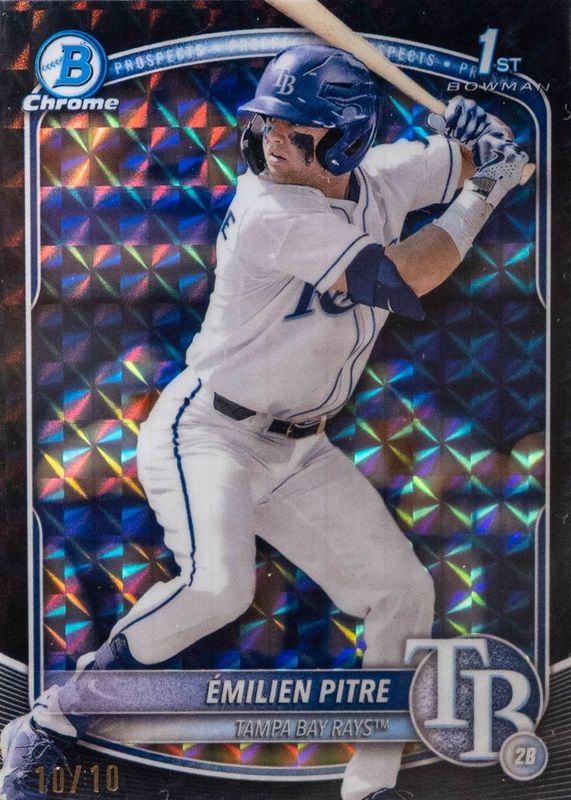 Emilien Pitre 2025 Bowman #BCP-83 Chrome Prospects - Black Geometric Refractor /10 (1st) RAW