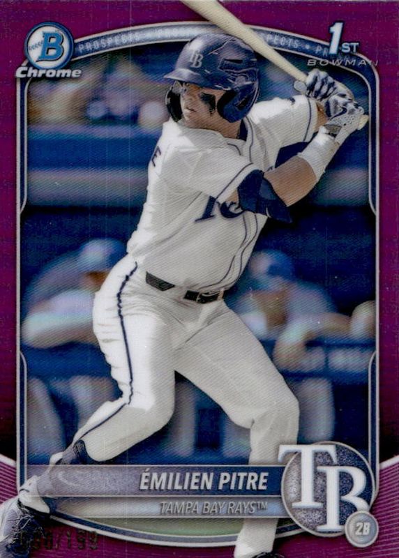 Emilien Pitre 2025 Bowman #BCP-83 Chrome Prospects - Fuchsia Refractor /199 (1st) RAW