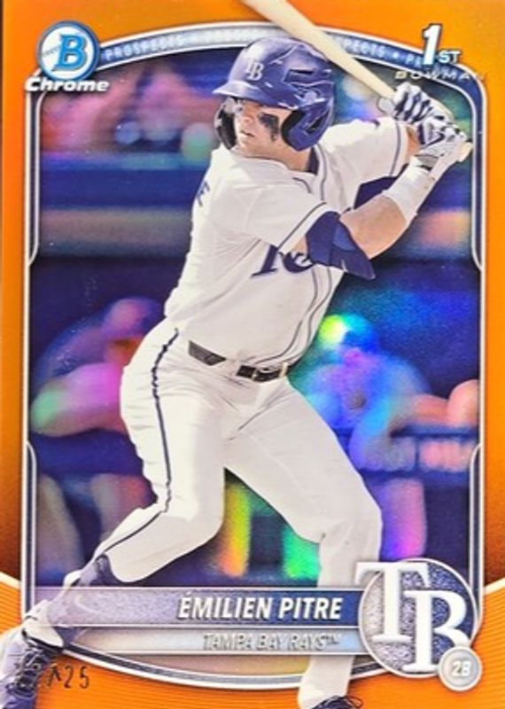 Emilien Pitre 2025 Bowman #BCP-83 Chrome Prospects - Orange Refractor /25 (1st) RAW