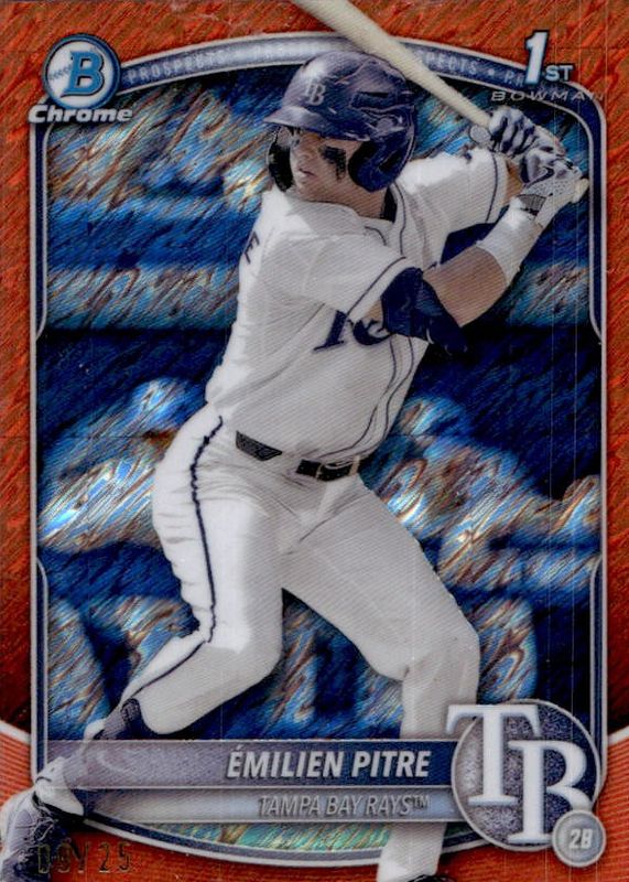 Emilien Pitre 2025 Bowman #BCP-83 Chrome Prospects - Orange Shimmer Refractor /25 (1st) RAW