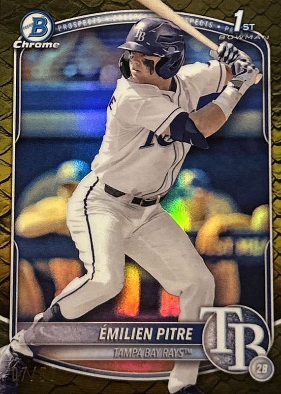 Emilien Pitre 2025 Bowman #BCP-83 Chrome Prospects - Reptilian Gold Refractor /50 (1st) RAW