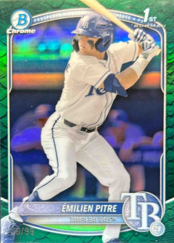 Emilien Pitre 2025 Bowman #BCP-83 Chrome Prospects - Reptilian Green Refractor /99 (1st) RAW