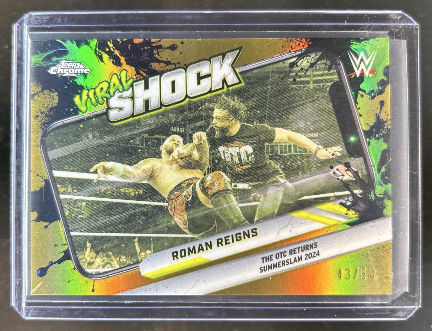 Roman Reigns 2026 Topps Chrome WWE #VIR-19 Viral Shock - Gold Refractor ...