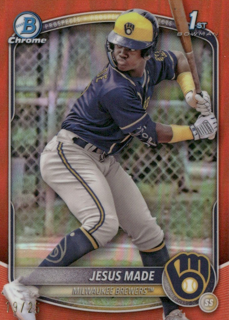 Jesus Made 2025 Bowman #BCP-50 Chrome Prospects - Orange Refractor