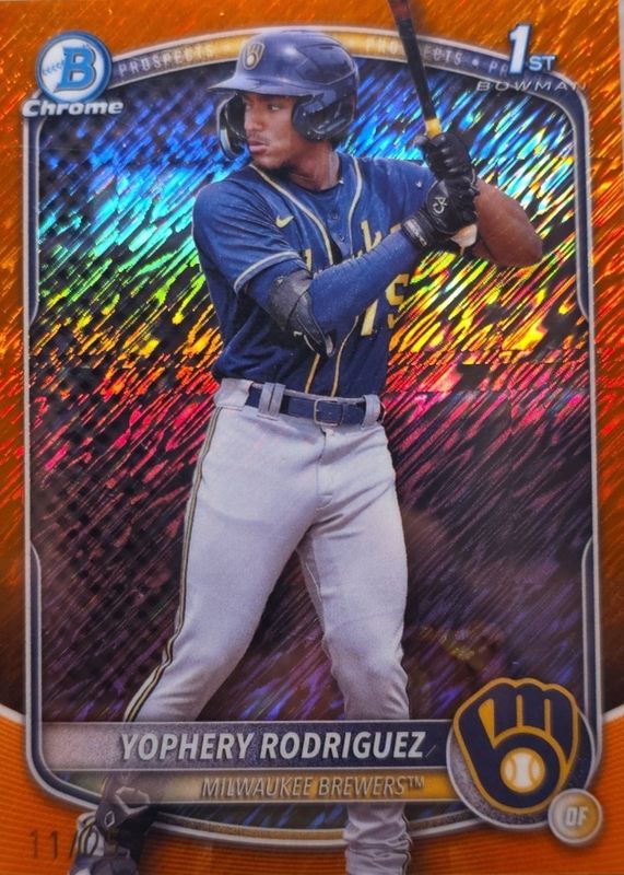 2025 Bowman #BCP-36 Chrome Prospects - Orange Shimmer Refractor /25 (1st)