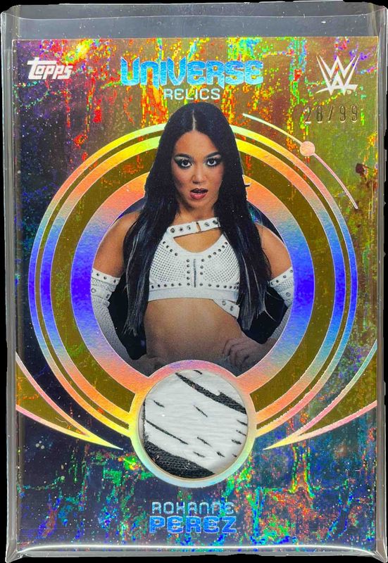 2025 Topps Universe WWE #UNR-RPE Universe Relics - Gold Stone /99