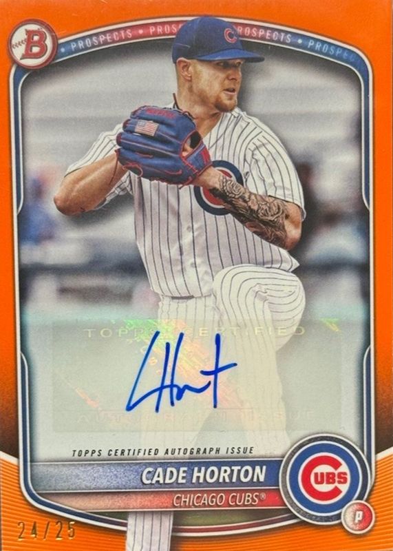 Cade Horton 2025 Bowman #BPA-CHO Prospect Auto - Orange Border /25 RAW