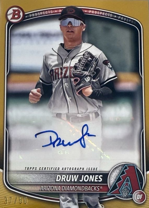 Druw Jones 2025 Bowman #BPA-DJ Prospect Auto - Gold Border /50 RAW
