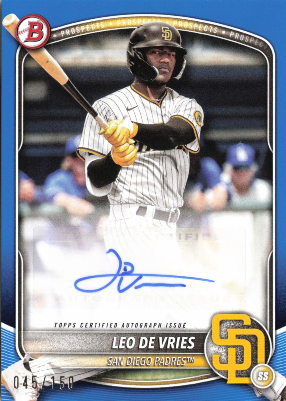 Leo De Vries 2025 Bowman #BPA-LD Prospect Auto - Blue Border /150