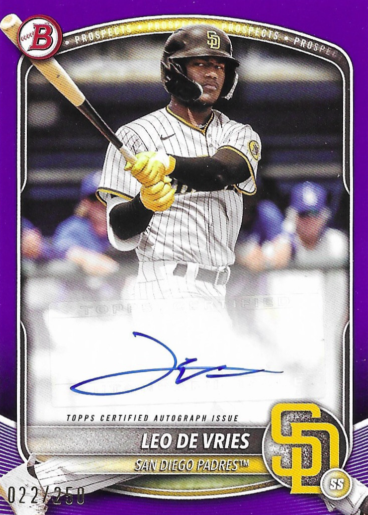 Leo De Vries 2025 Bowman #BPA-LD Prospect Auto - Purple Border