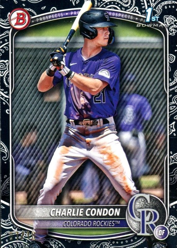 Charlie Condon 2025 Bowman #BP-75 Prospects - Black Pattern Border /10 (1st) RAW