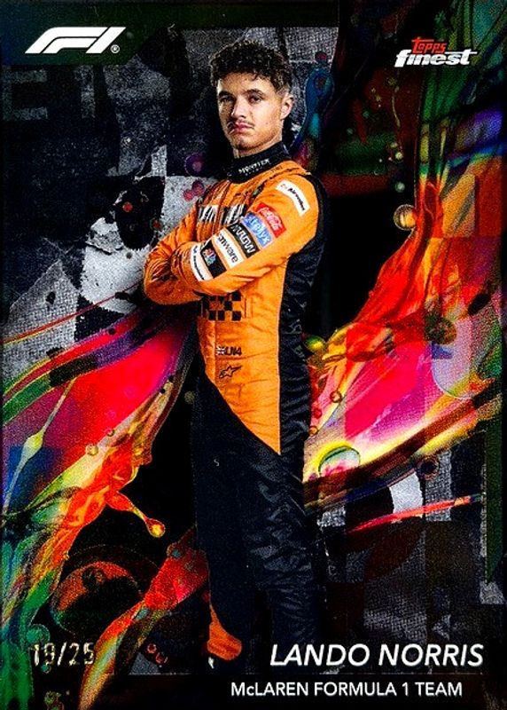 Lando Norris 2024 Topps Finest Formula 1 #7 Common - Black Refractor /25 RAW