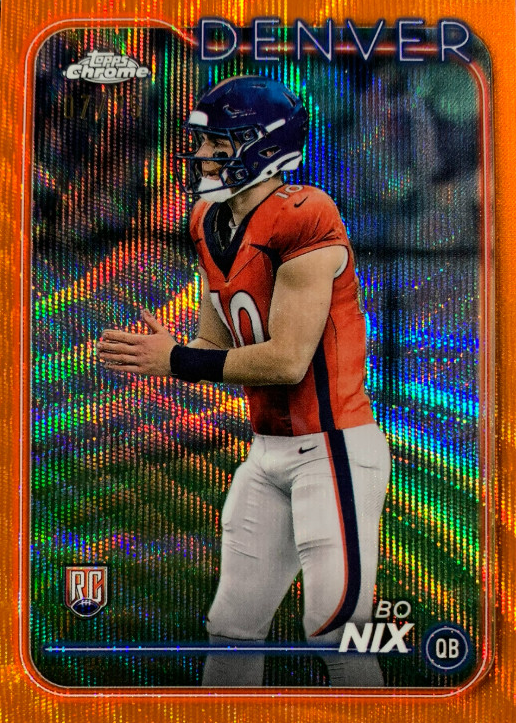 Bo Nix 2024 Topps Chrome #206 Orange Wave Refractor /25 Price