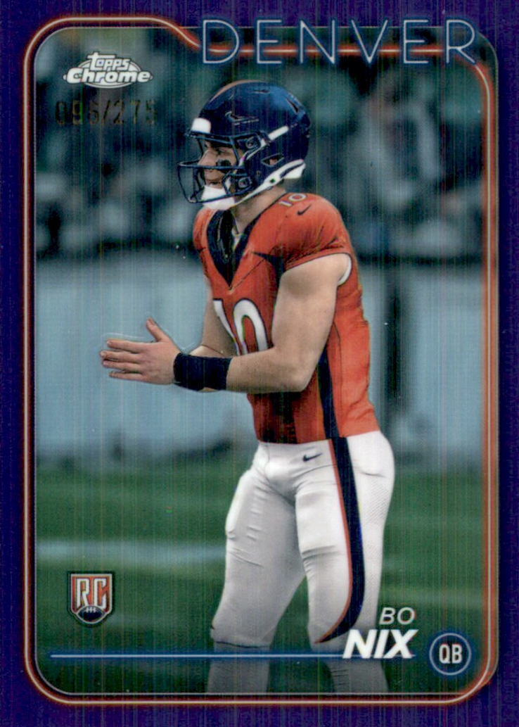 Bo Nix 2024 Topps Chrome #206 Purple Refractor /275 Price Guide