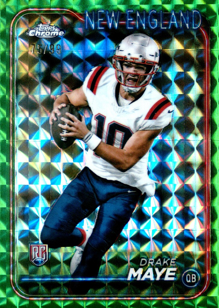 Drake Maye 2024 Topps Chrome #203 Green Geometric Refractor /99 Price ...