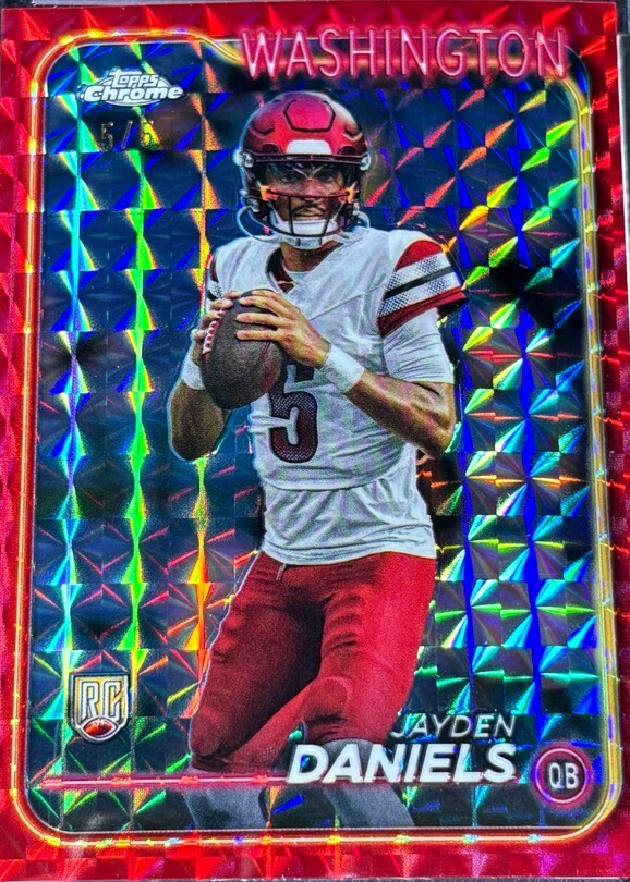 Jayden Daniels 2024 Topps Chrome #201 Red Geometric Refractor /5
