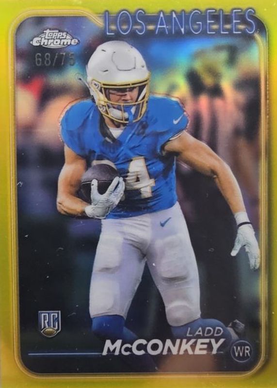 Ladd McConkey 2024 Topps Chrome #212 Yellow Refractor /75 Price